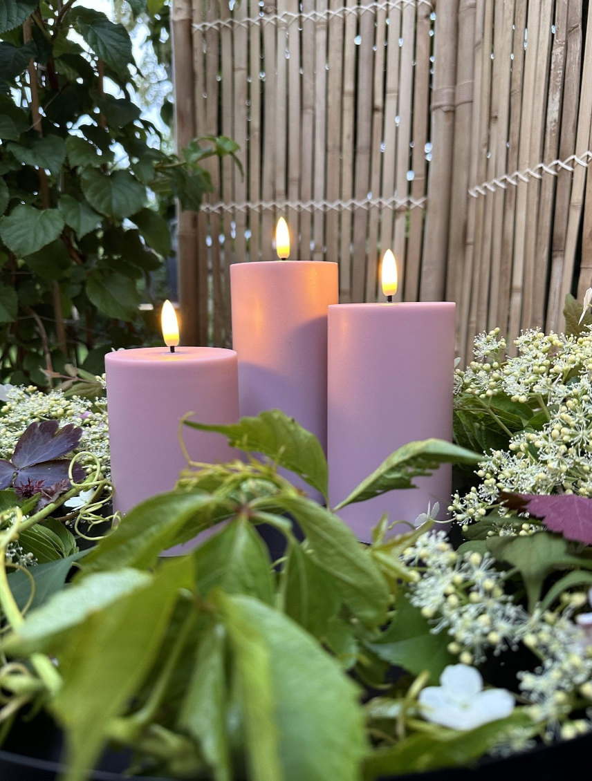 LED Utomhusblockljus set om 3 st – Rosa