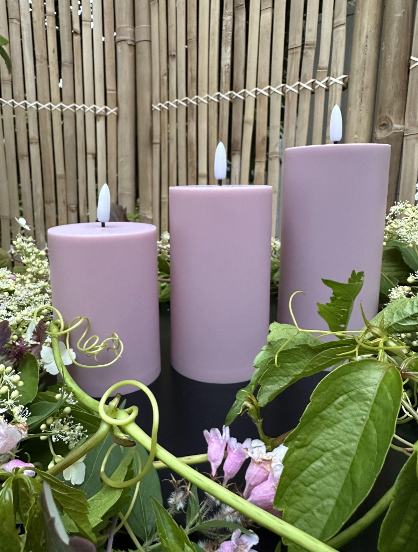 LED Utomhusblockljus set om 3 st – Rosa