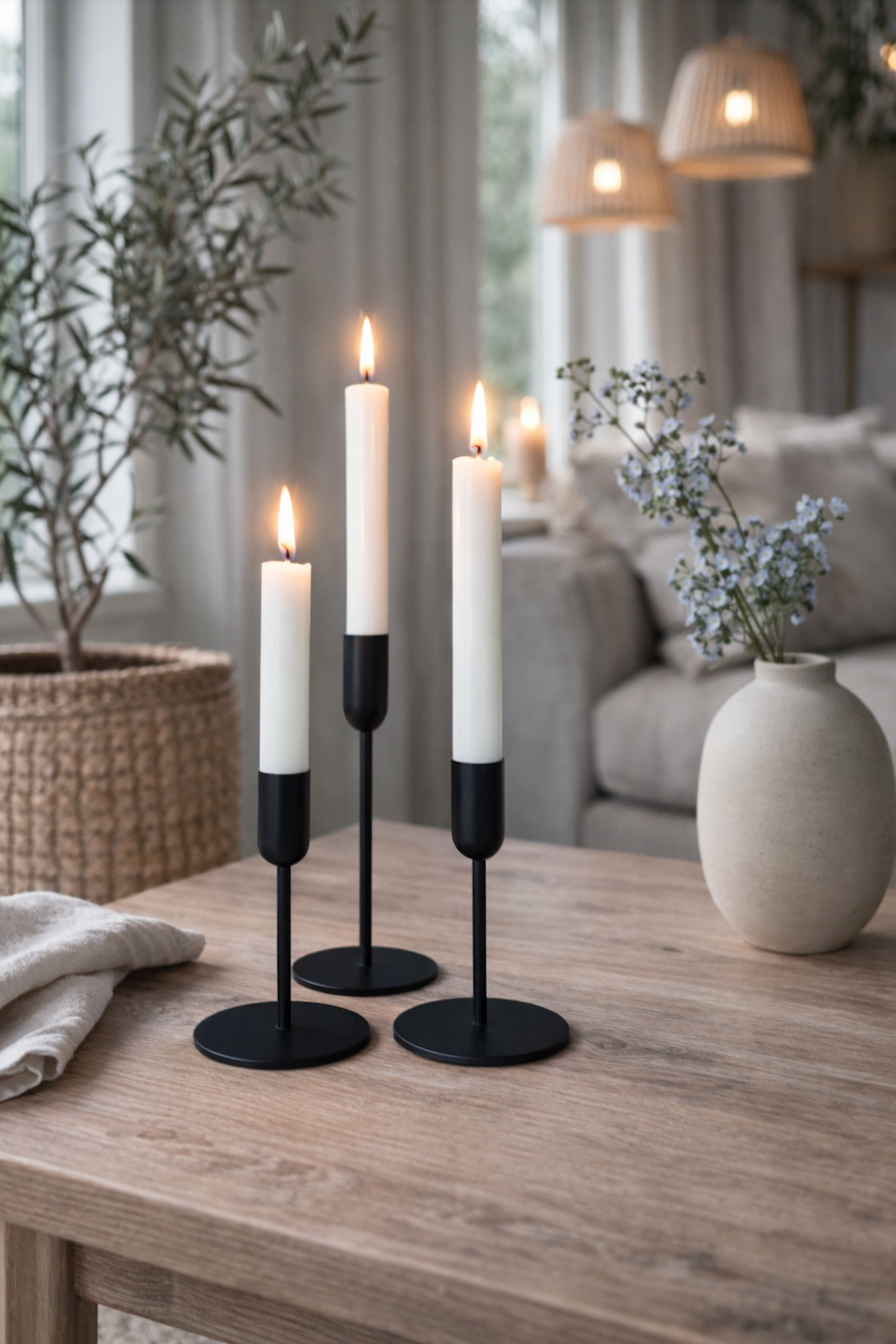 Ljusstake set för stavljus – Black Mindy