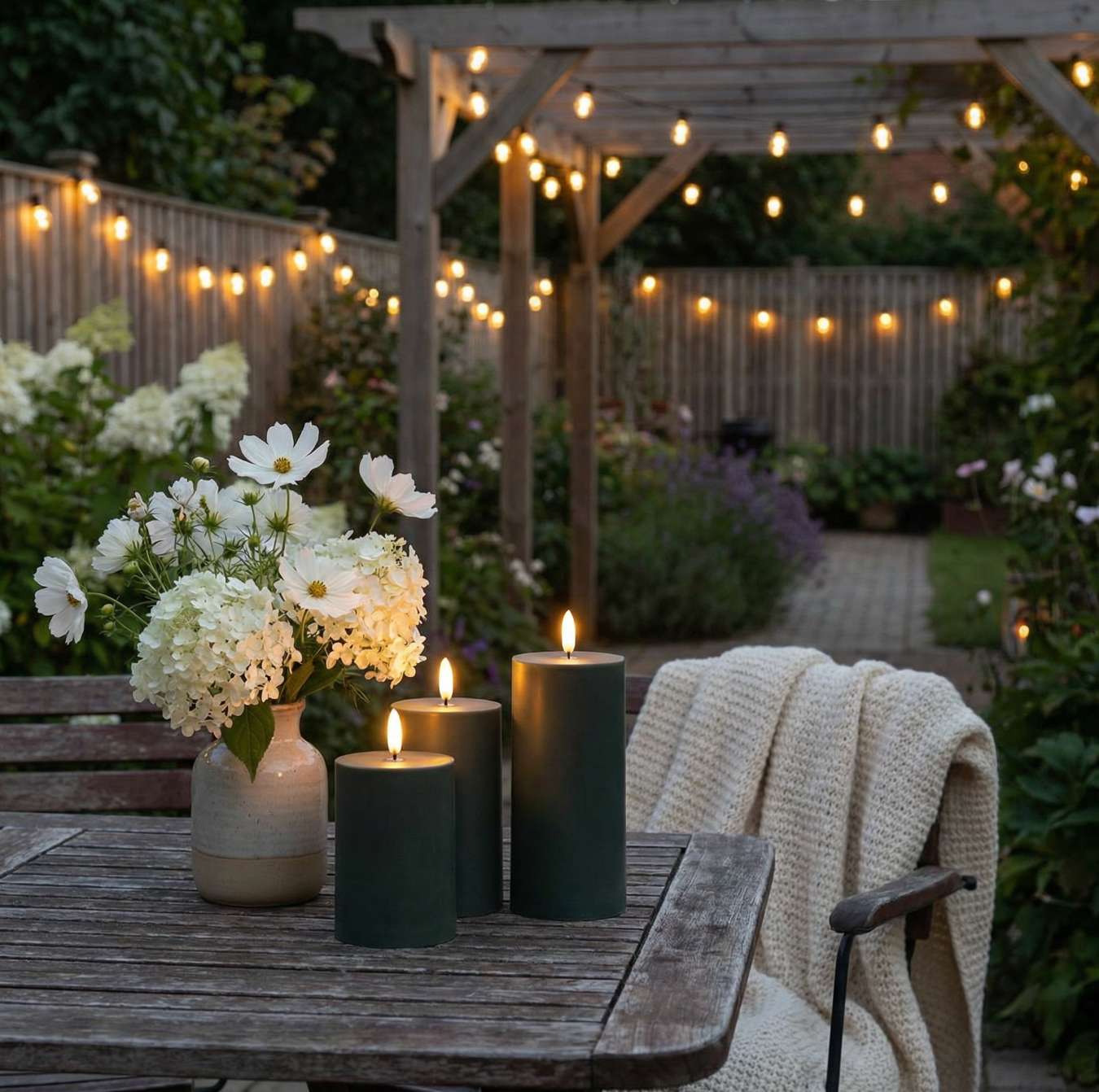 LED Utomhus Blockljus set om 3 st – Grön