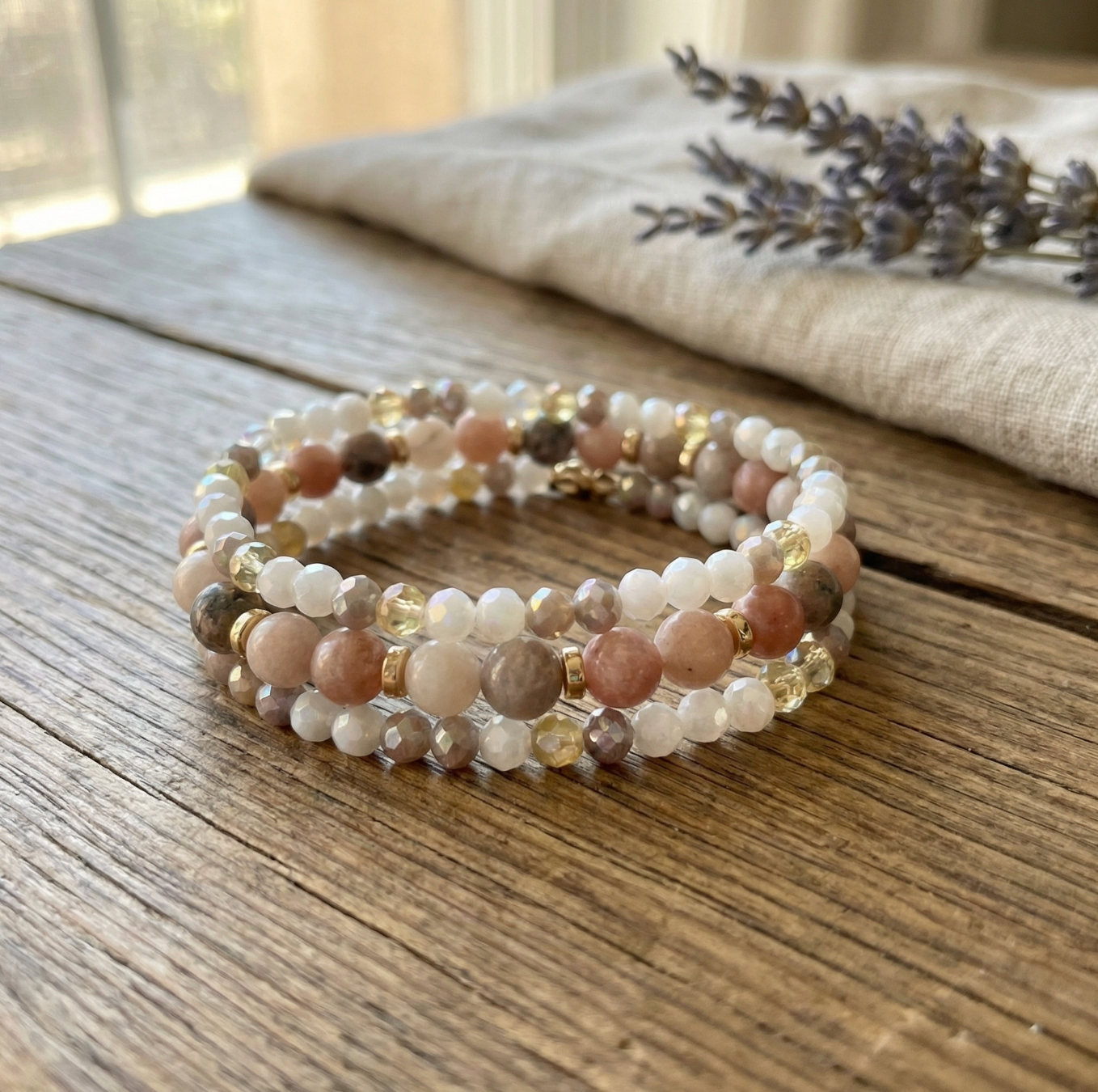 Armband Luna Natur – Set med 3 st