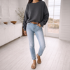 Sweatshirt med broderi - Grå oversize