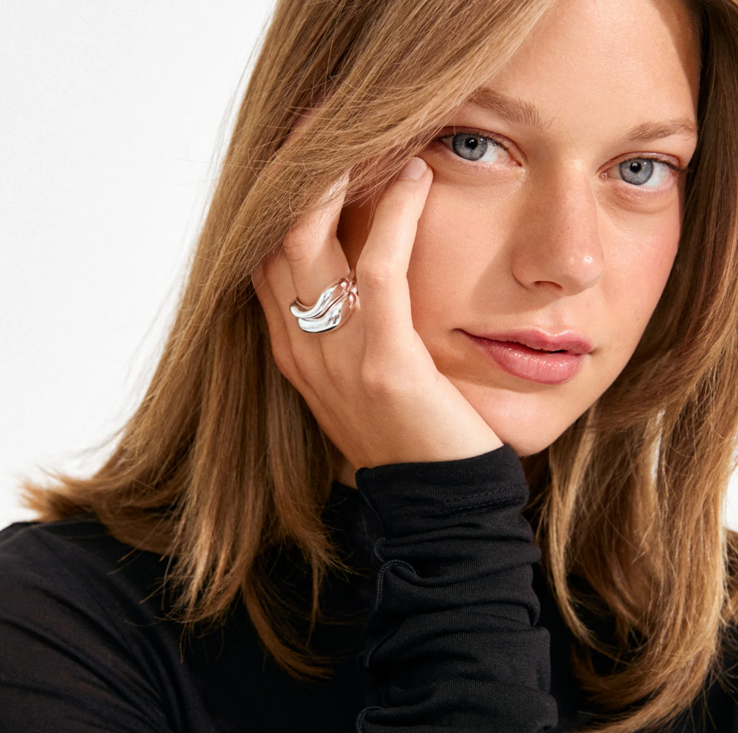 Ring - 2-i-1-set silverpläterad