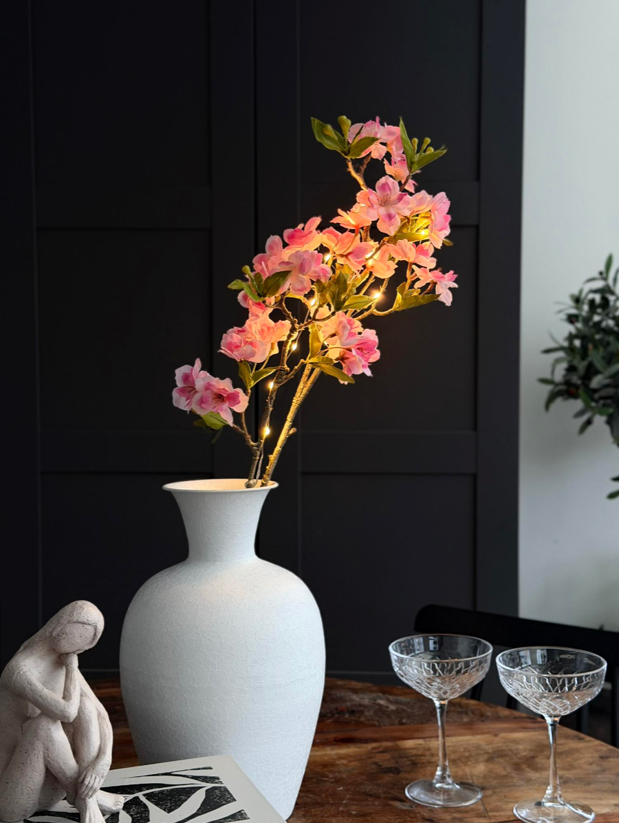 Körsbärsgren med ljus - Rosa