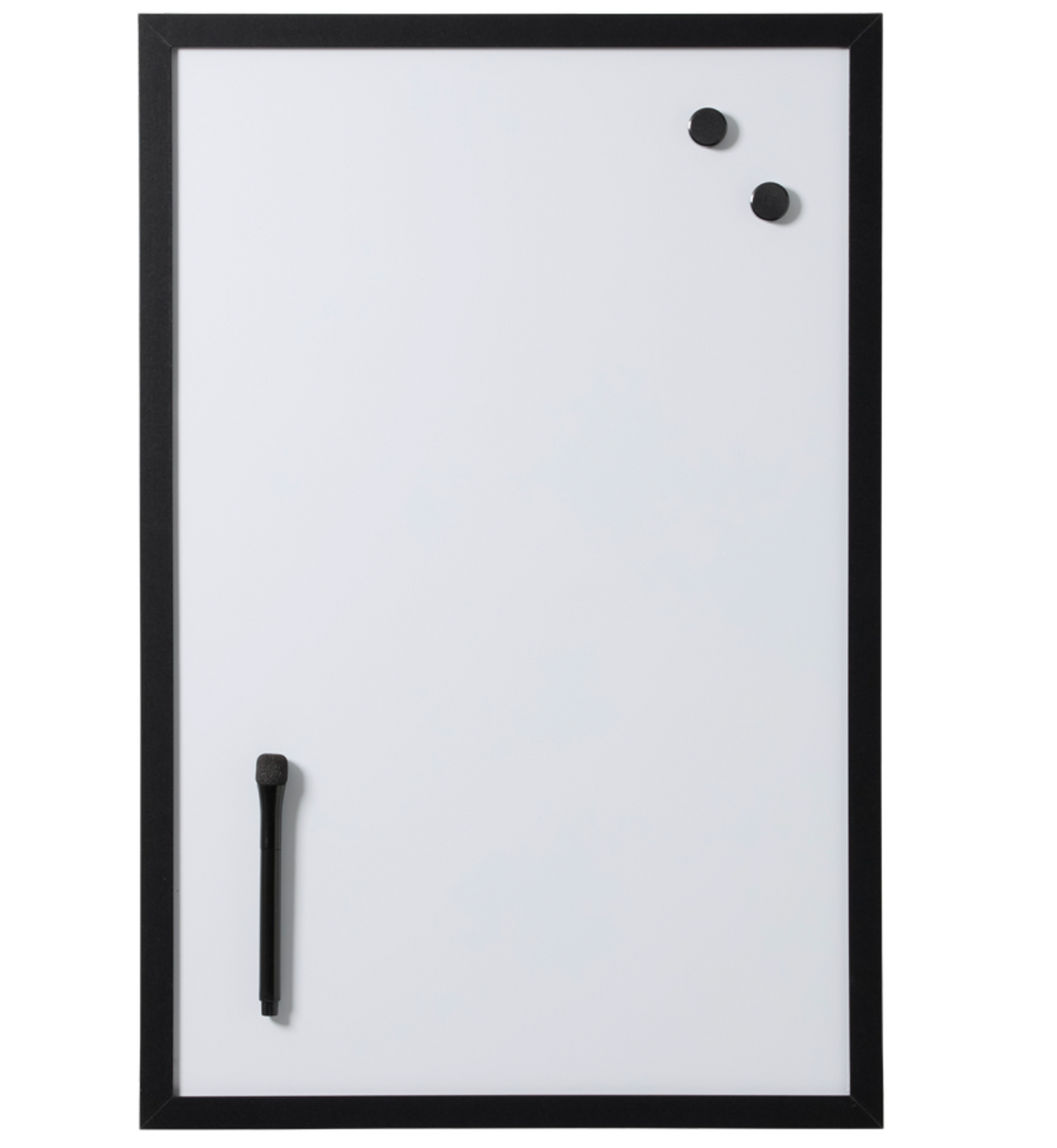 Magnetisk whiteboard, svart ram, 40 x 60 cm.
