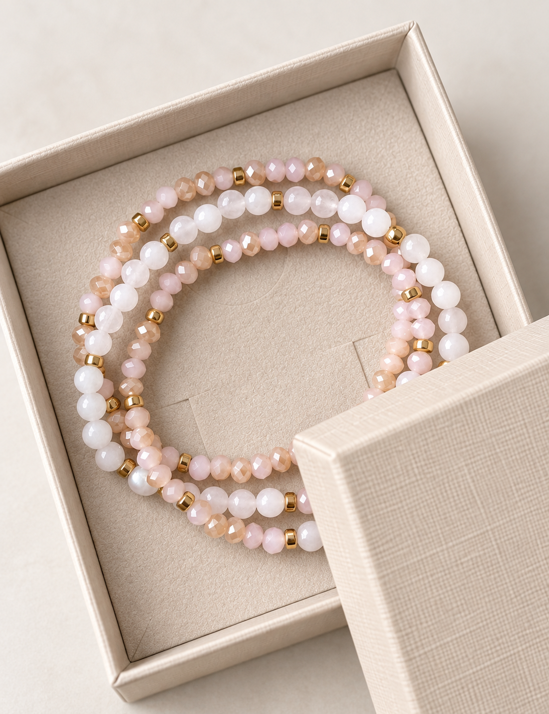Armband Leah Soft Rose – Set med 3 st
