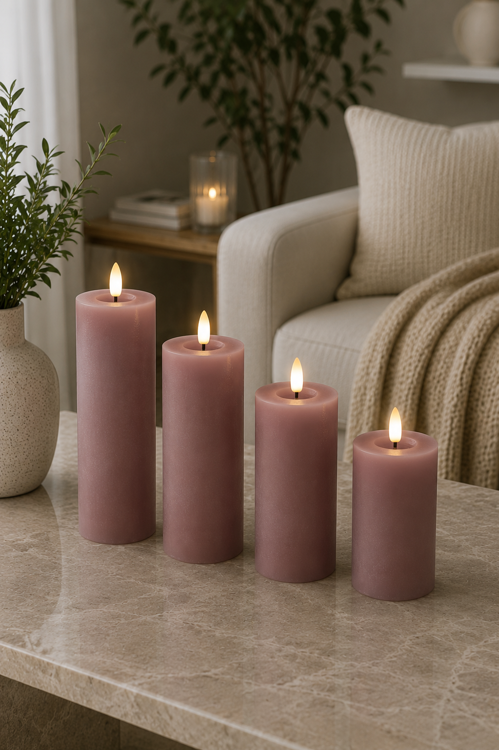 Blockljus Rosa - Flera storlekar