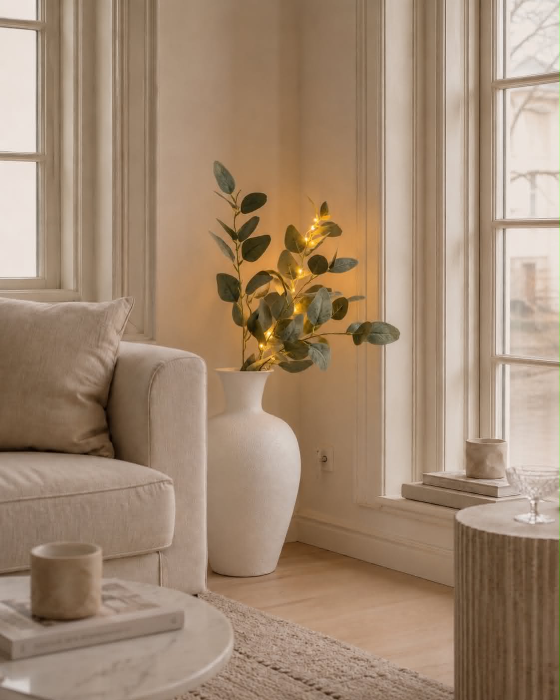 Eucalyptus gren med belysning - 100cm