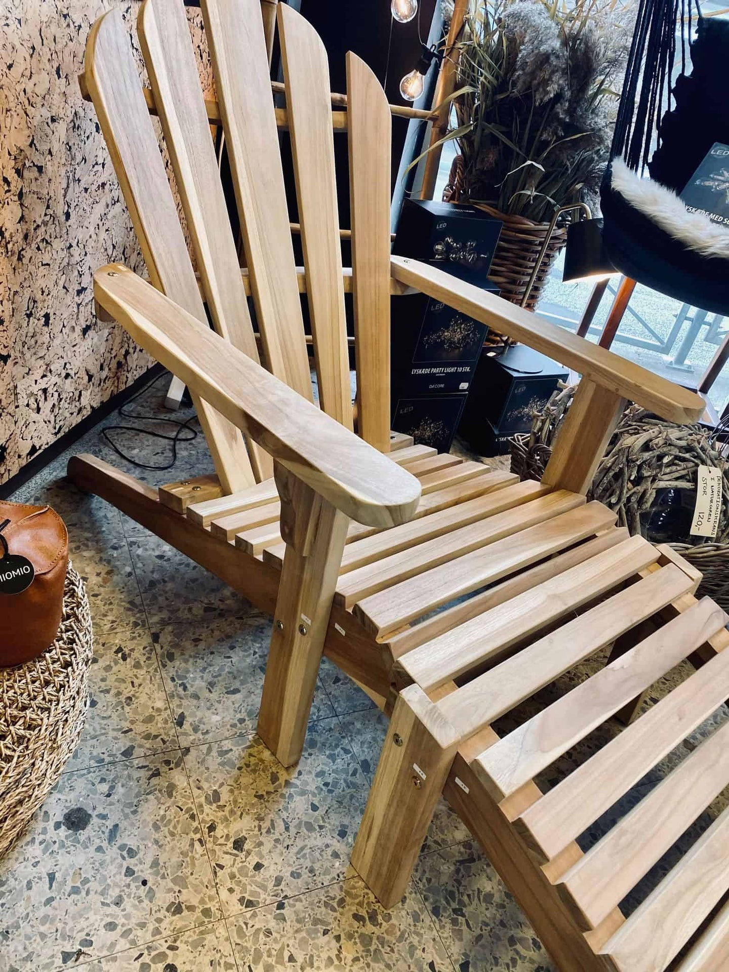 Amerikansk dækstol med Skammel - Massiv Teak - VIAMAJA.DK