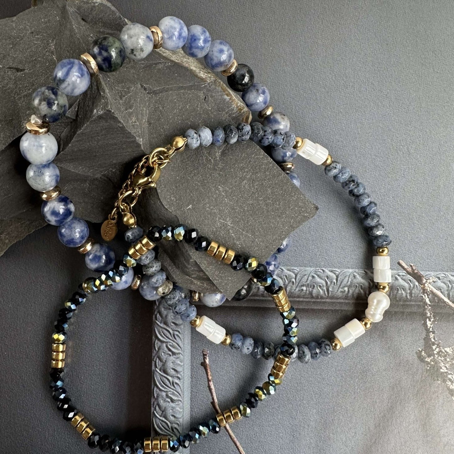 Armbånd GISELE Blue mix – Sæt med 3 stk - VIAMAJA.DK