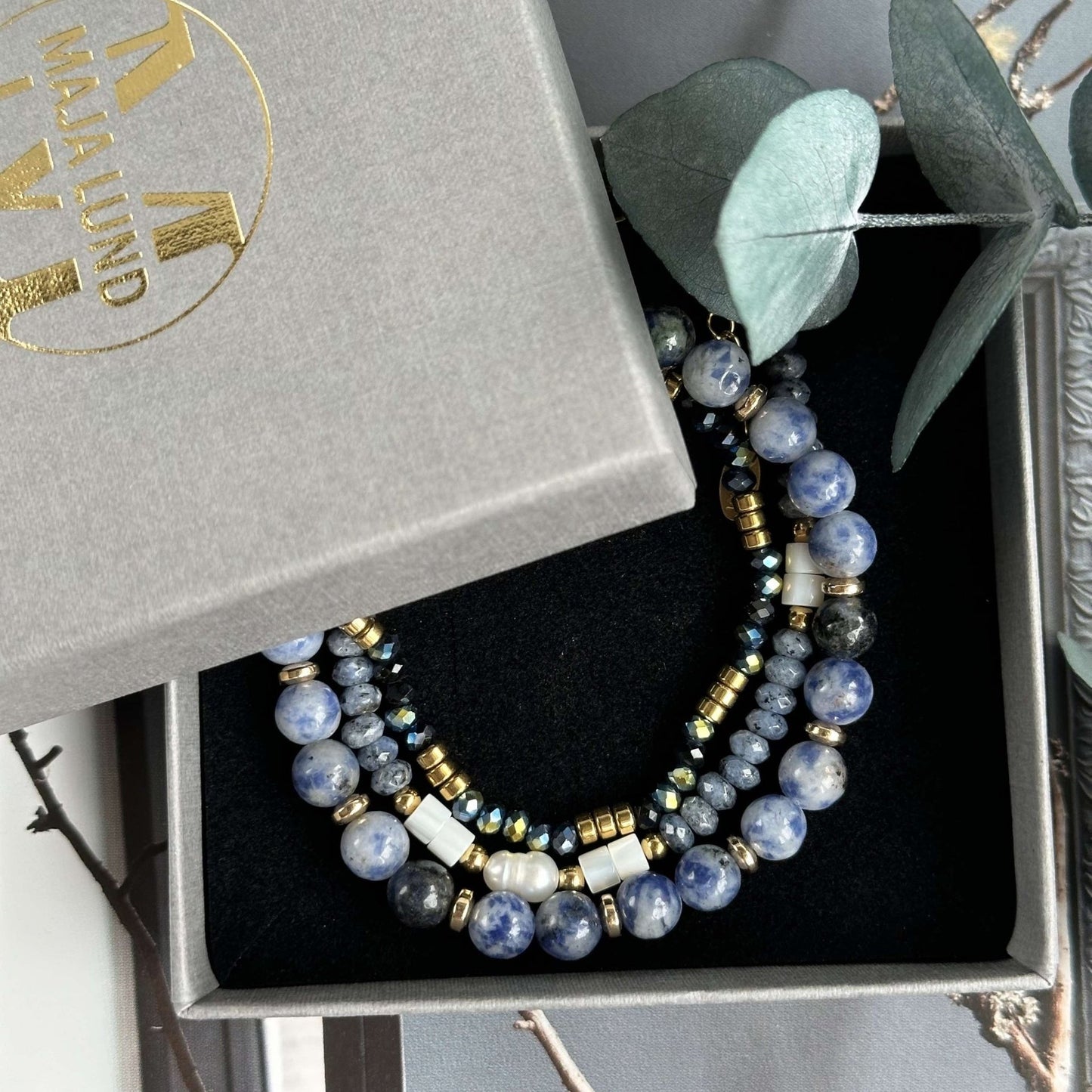 Armbånd GISELE Blue mix – Sæt med 3 stk - VIAMAJA.DK