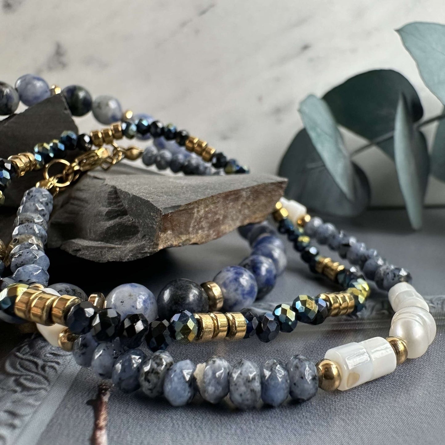 Armbånd GISELE Blue mix – Sæt med 3 stk - VIAMAJA.DK