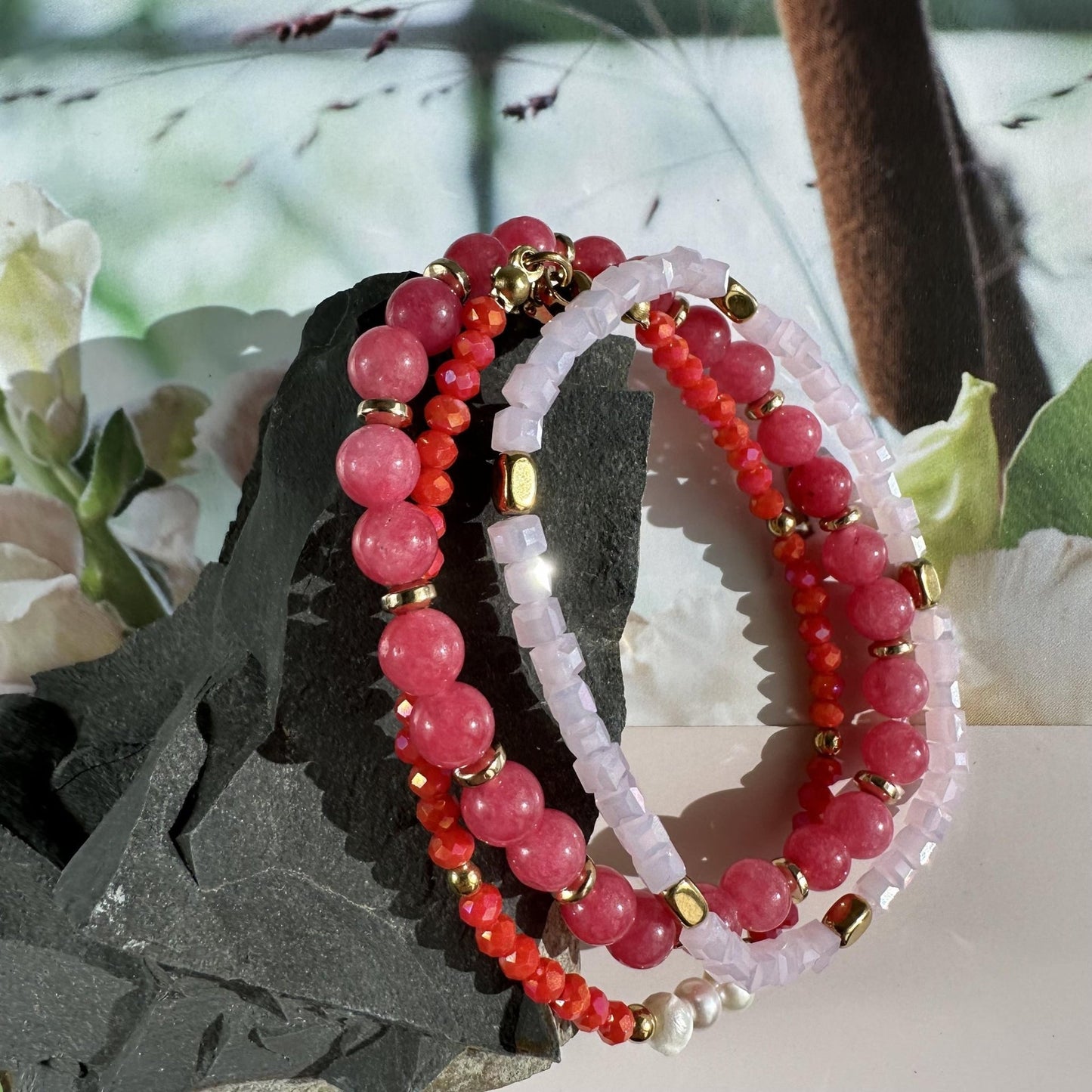 Armbånd GISELE Coral – Sæt med 3 stk - VIAMAJA.DK