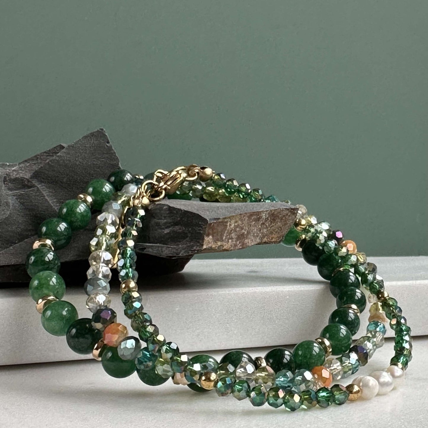 Armbånd GISELE Emerald – Sæt med 3 stk - VIAMAJA.DK