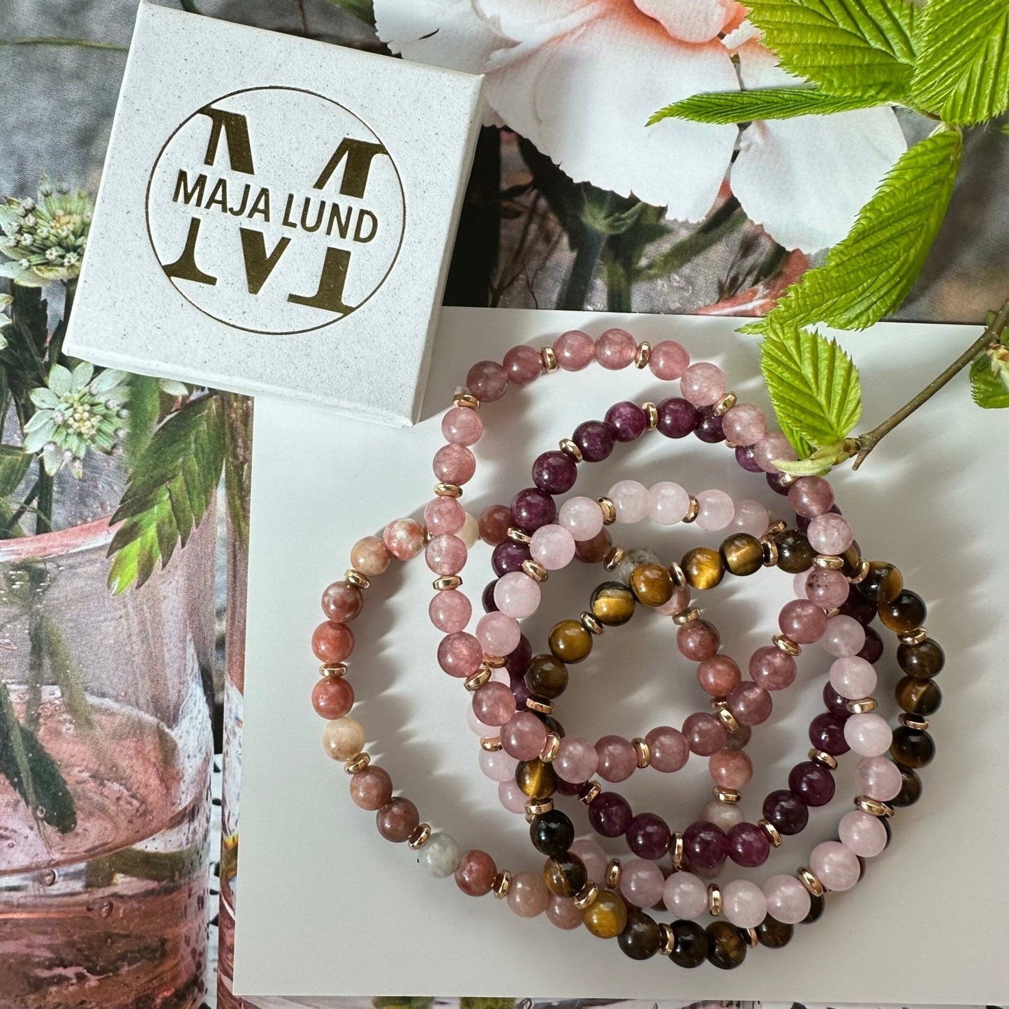 Armbånd Mollie – Natur / Rose mix - VIAMAJA.DK