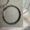 Armband Nikki pyrit Onyx - Förgyllt sterlingsilverkors