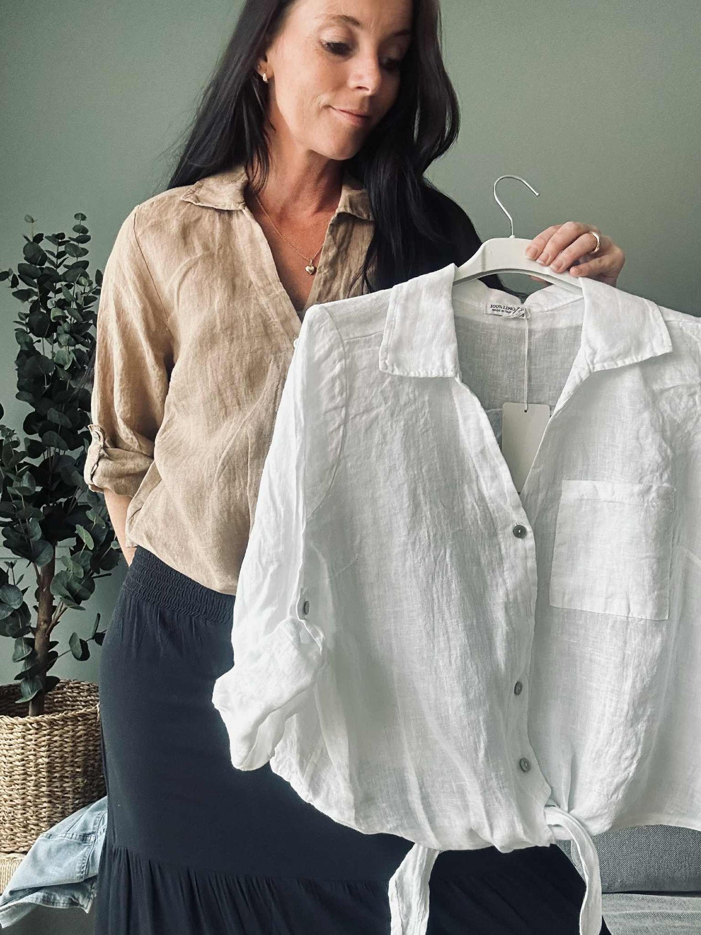 Skjorta vit - 100% linne