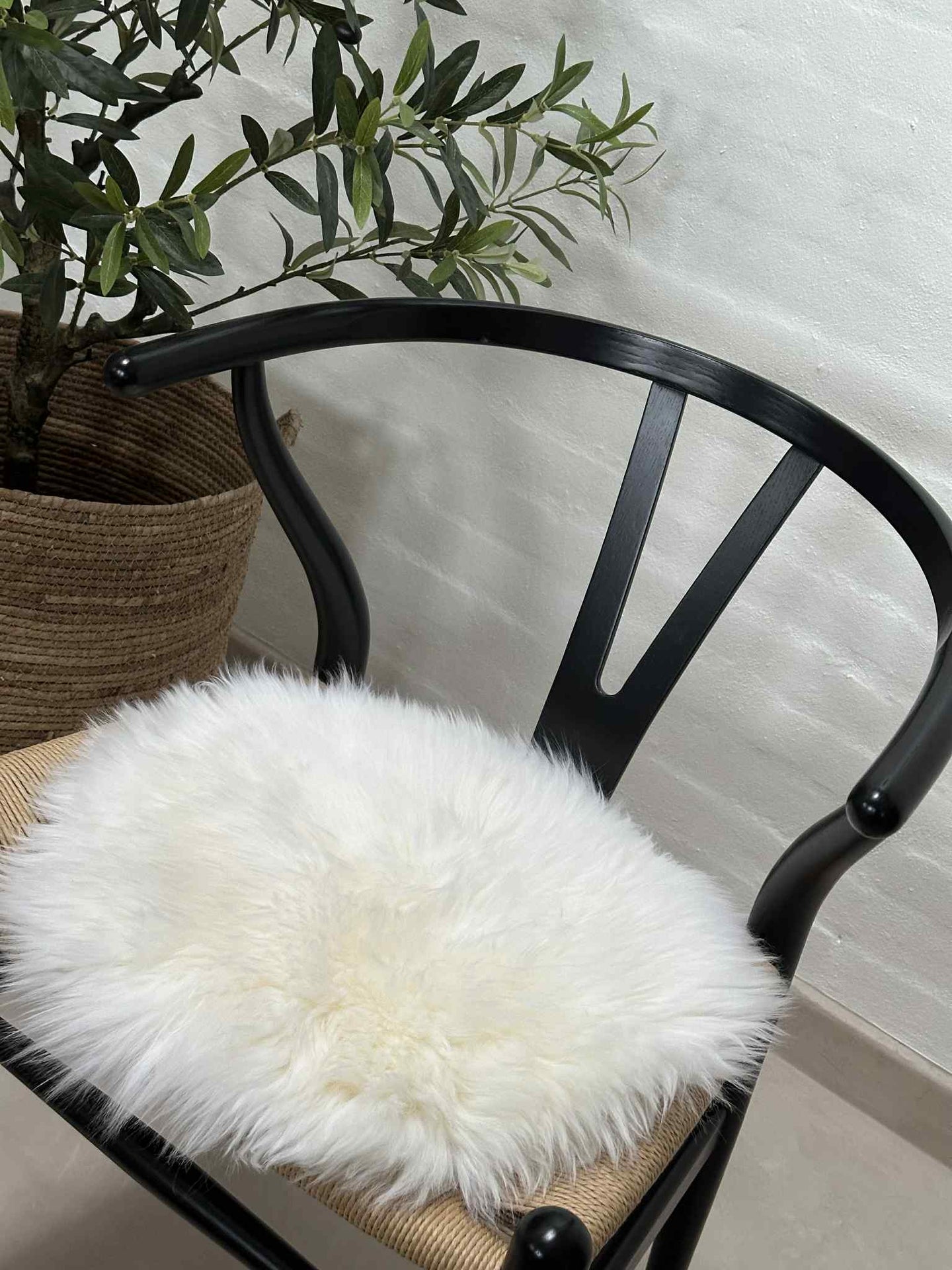 Sittdyna Ø 34 cm - Vitt lammskinn