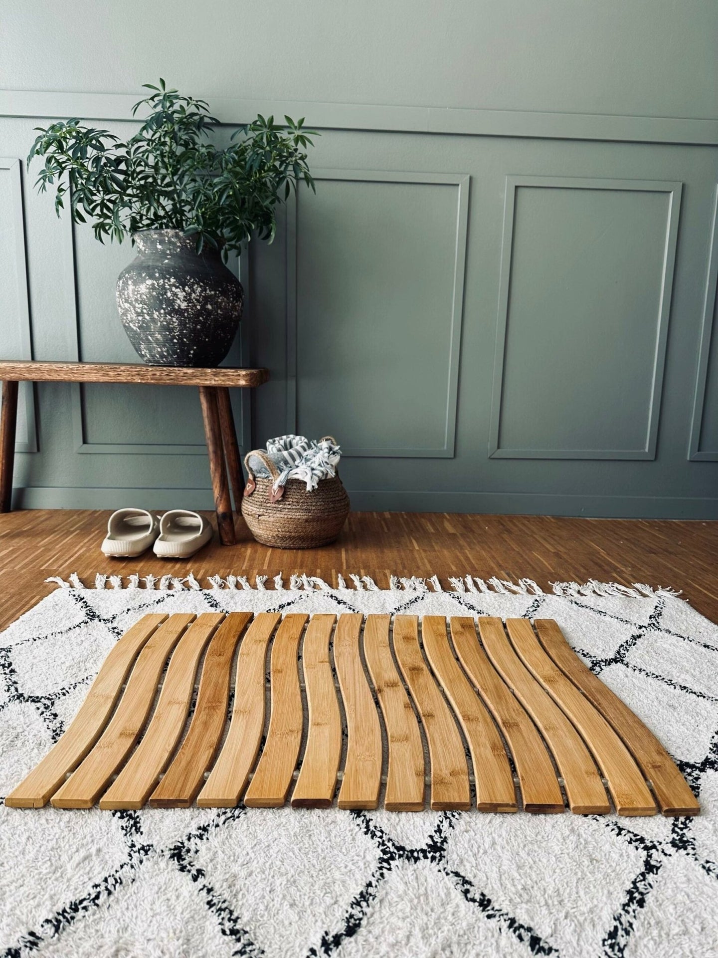 Bademåtte bølge - Bambus - VIAMAJA.DK