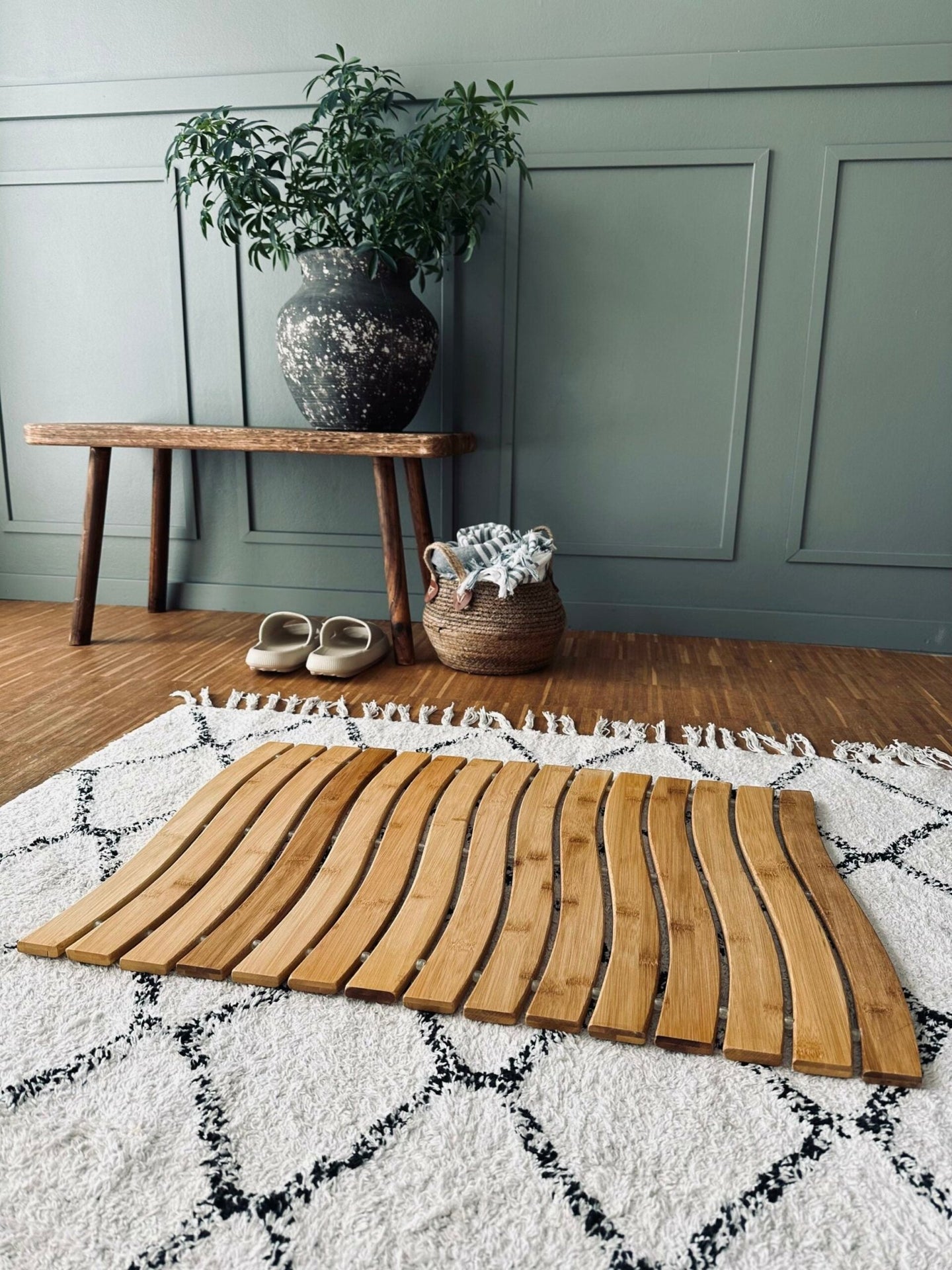 Bademåtte bølge - Bambus - VIAMAJA.DK