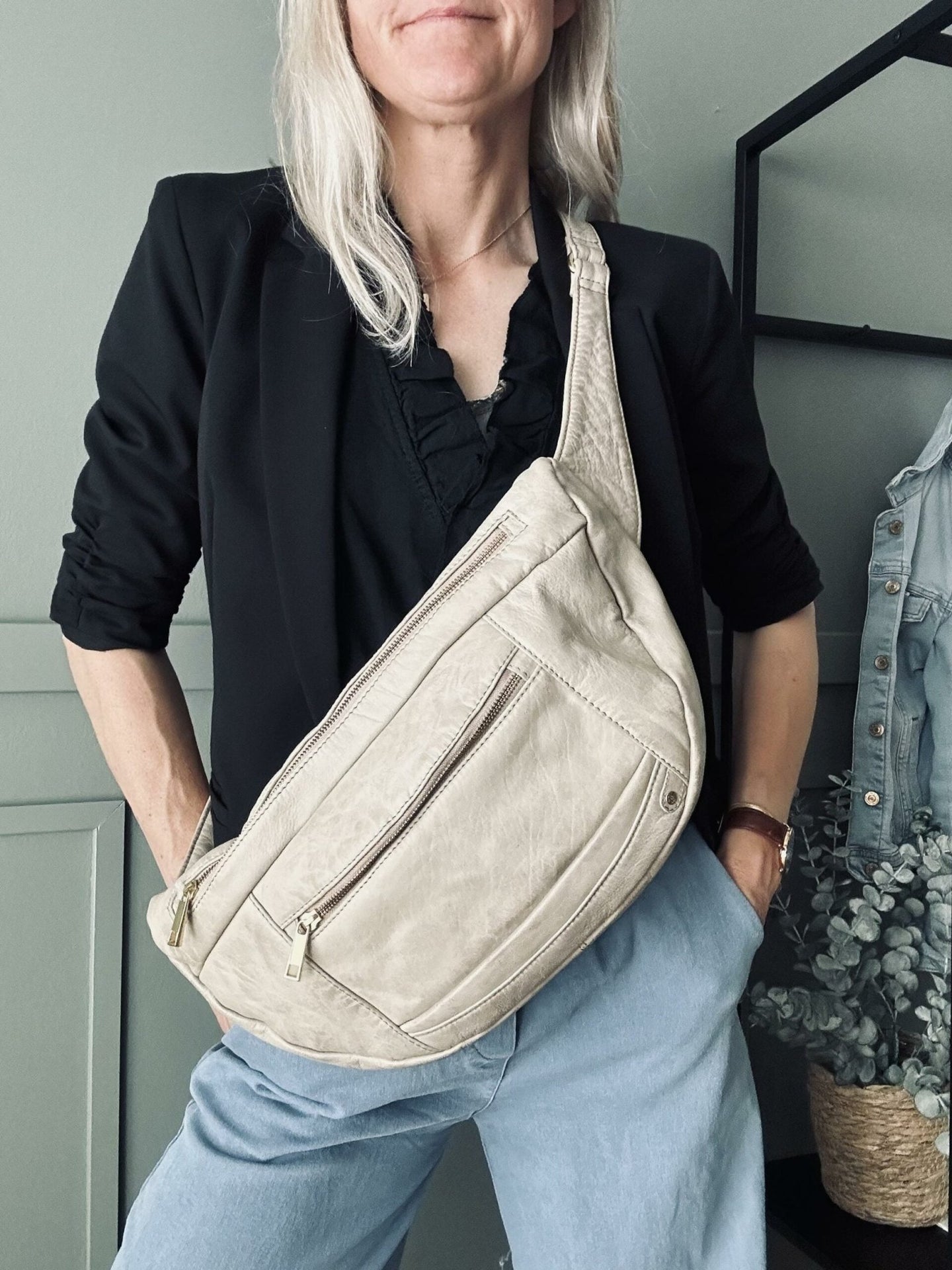 Bæltetaske XL MIRA – Sand / Gold - VIAMAJA.DK