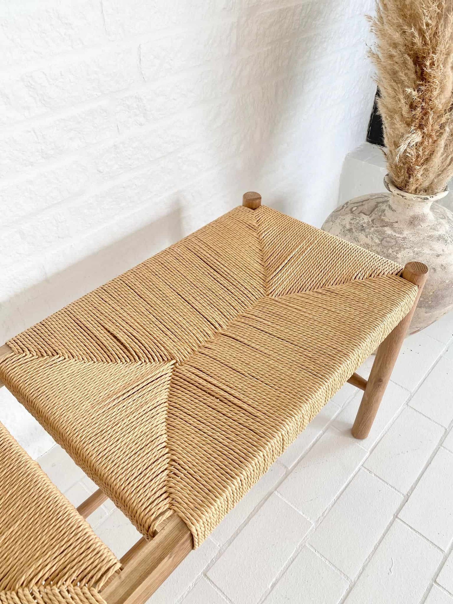 Bænk i massiv eg og fletsæde - VIAMAJA