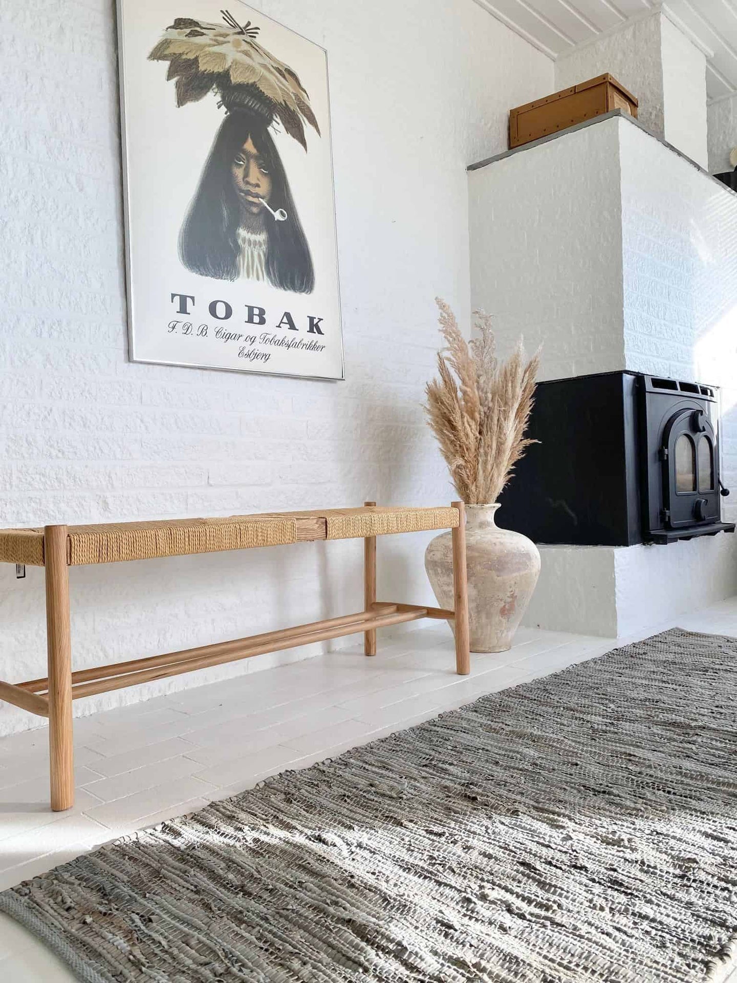 Bænk i massiv eg og fletsæde - VIAMAJA