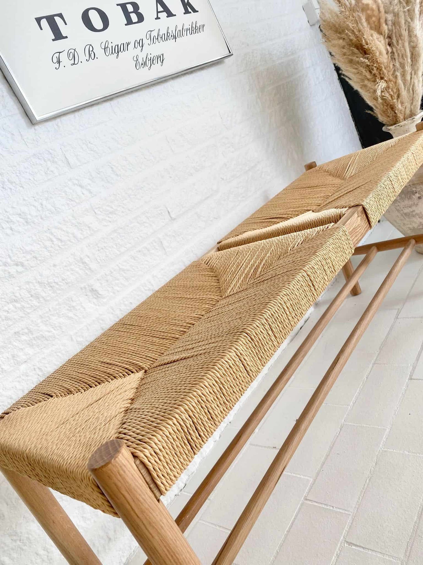 Bænk i massiv eg og fletsæde - VIAMAJA