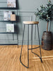 Barstol i teak och järn - H 79 cm