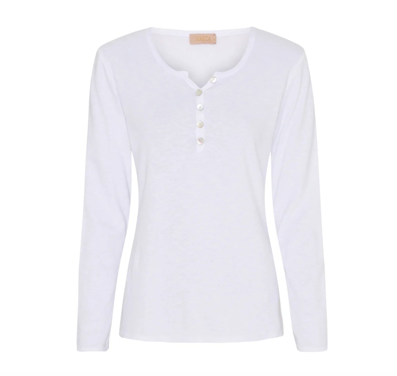 Basis bluse med knapper – White - VIAMAJA.DK