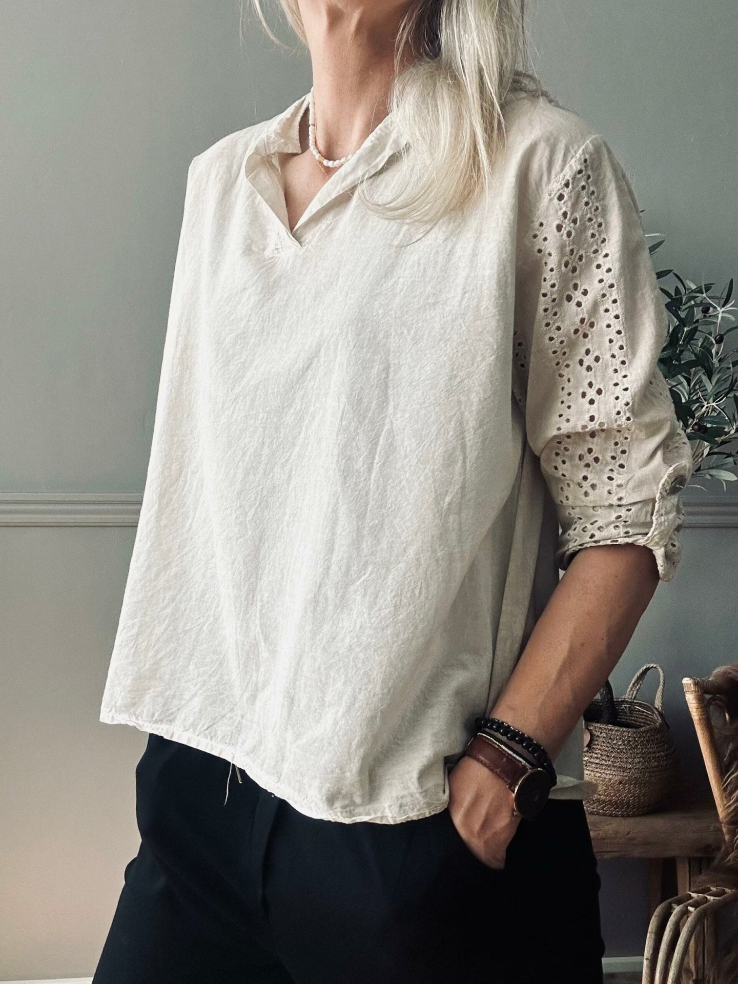 Bluse – Beige Cold Wash - VIAMAJA.DK