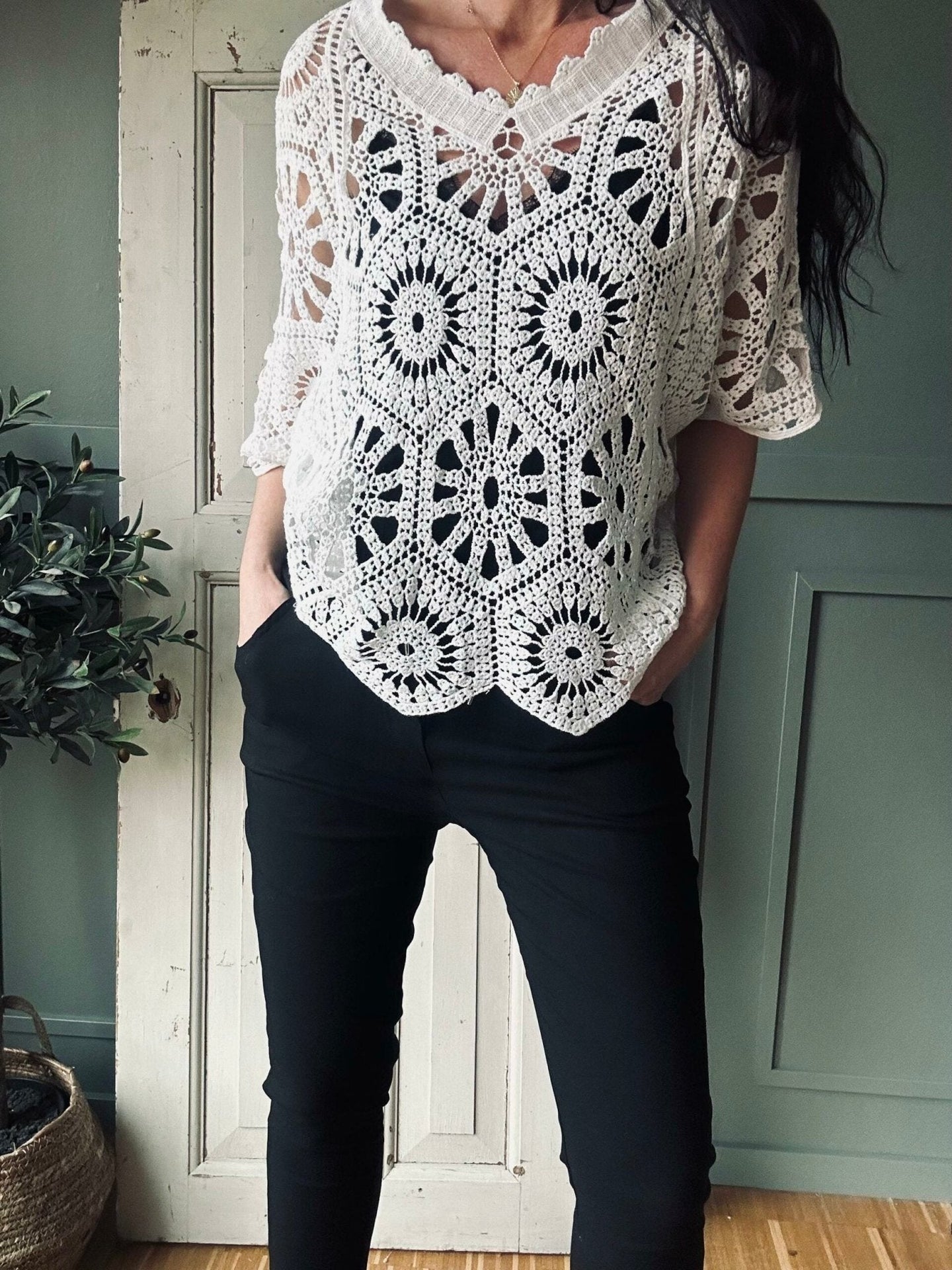 Bluse bohème strik - VIAMAJA.DK