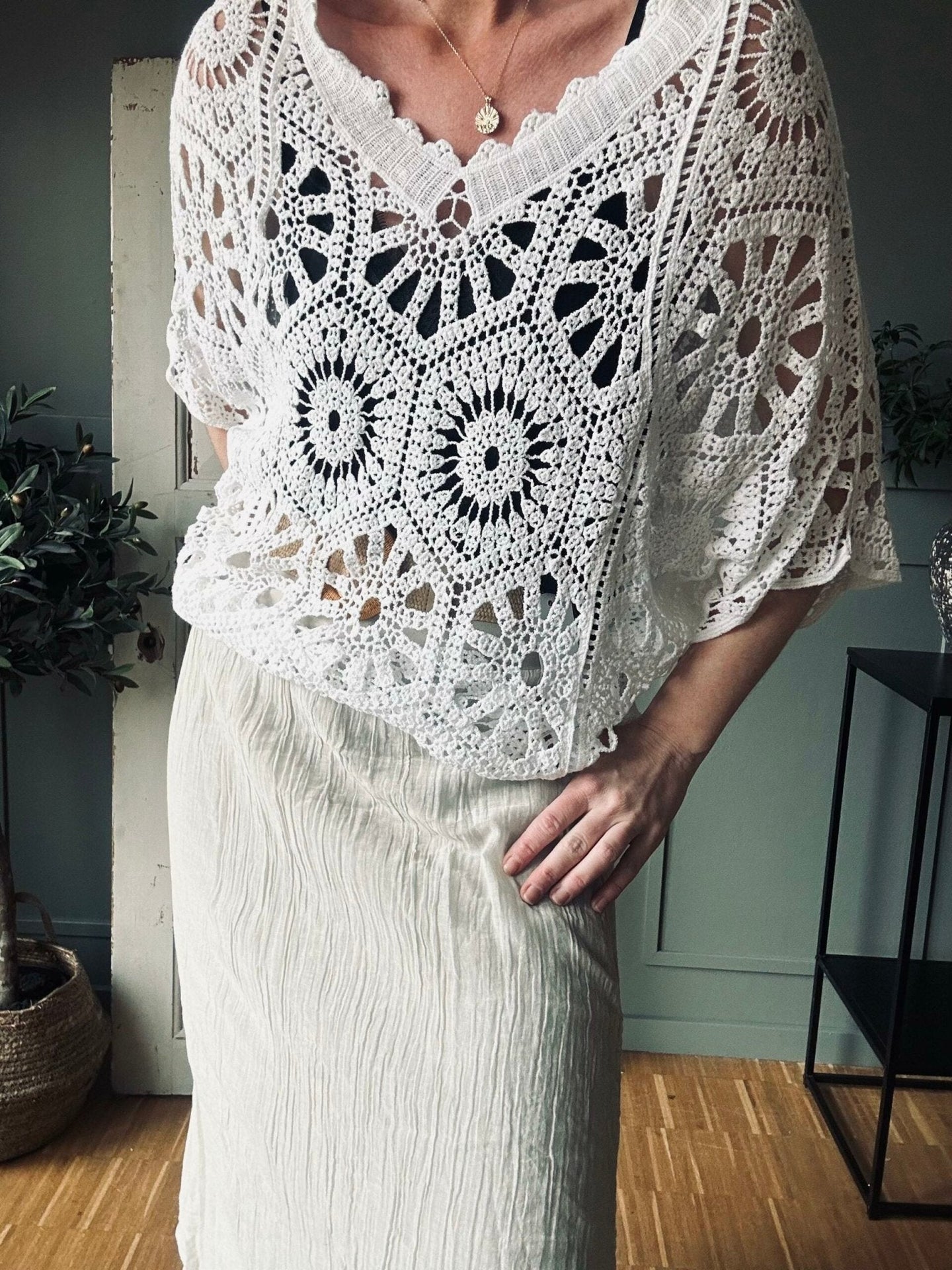 Bluse bohème strik - VIAMAJA.DK