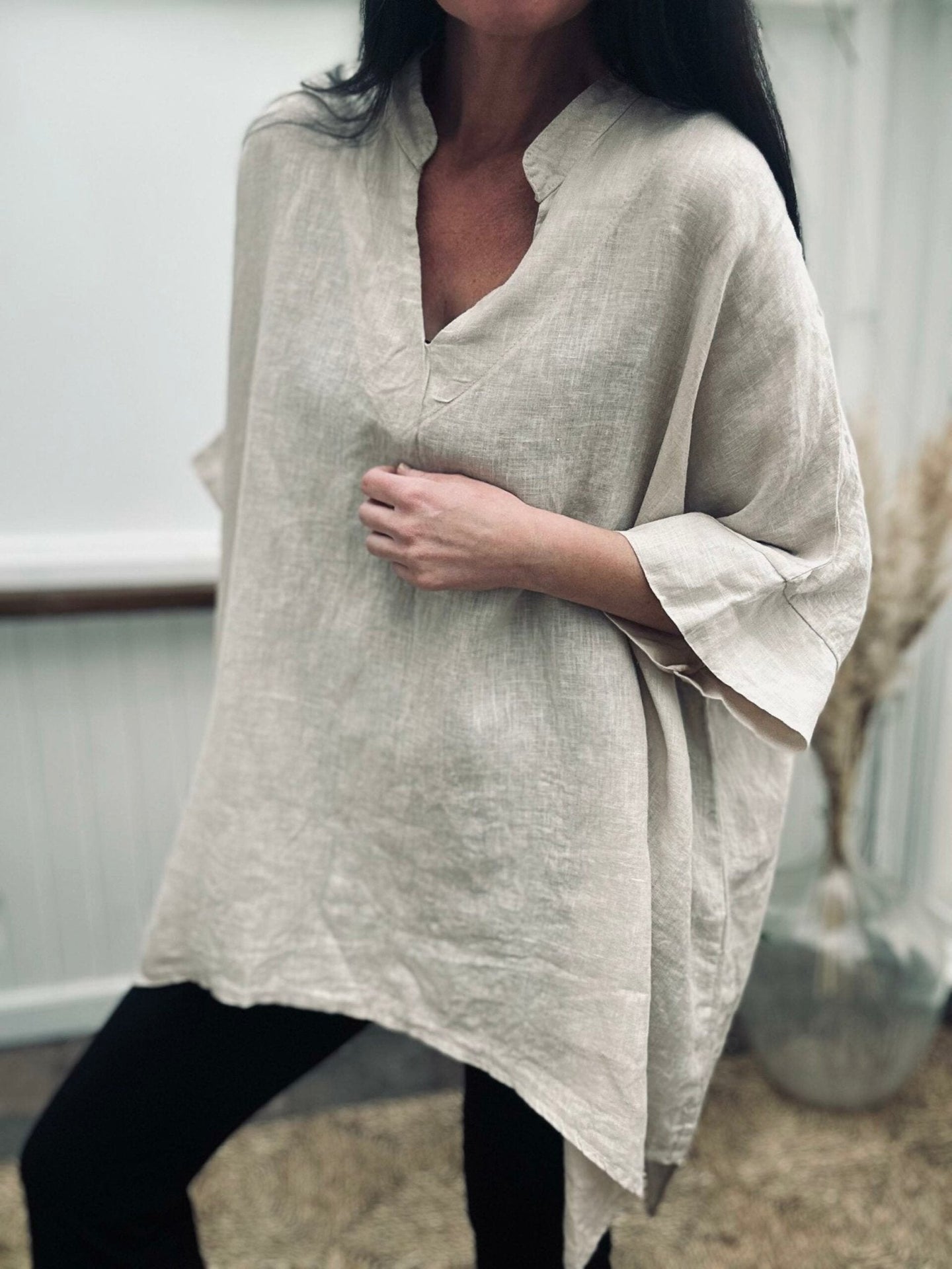 Bluse i Hør – Oversize - VIAMAJA.DK