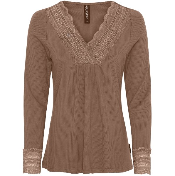 Bluse med blonde – Brown - VIAMAJA.DK