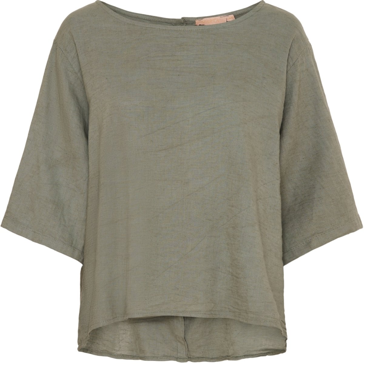Bluse med knapper – Soft military hørmix - VIAMAJA.DK