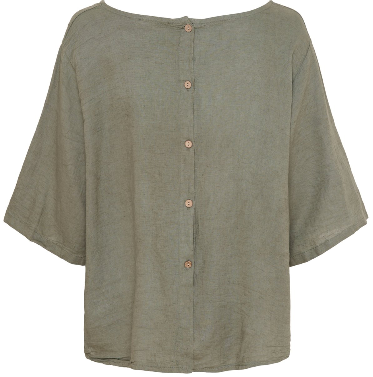 Bluse med knapper – Soft military hørmix - VIAMAJA.DK