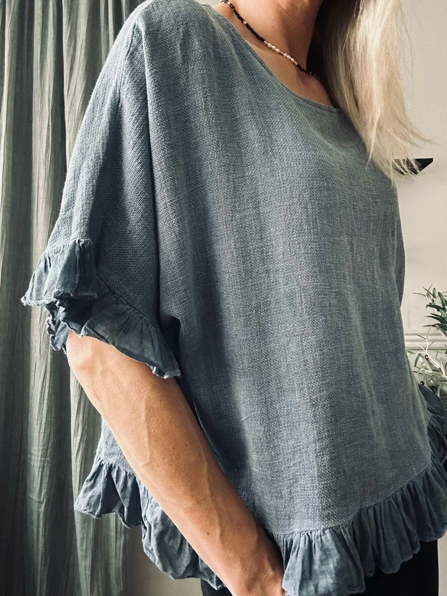 Bluse Olivia hørmix Dusty navy - VIAMAJA.DK