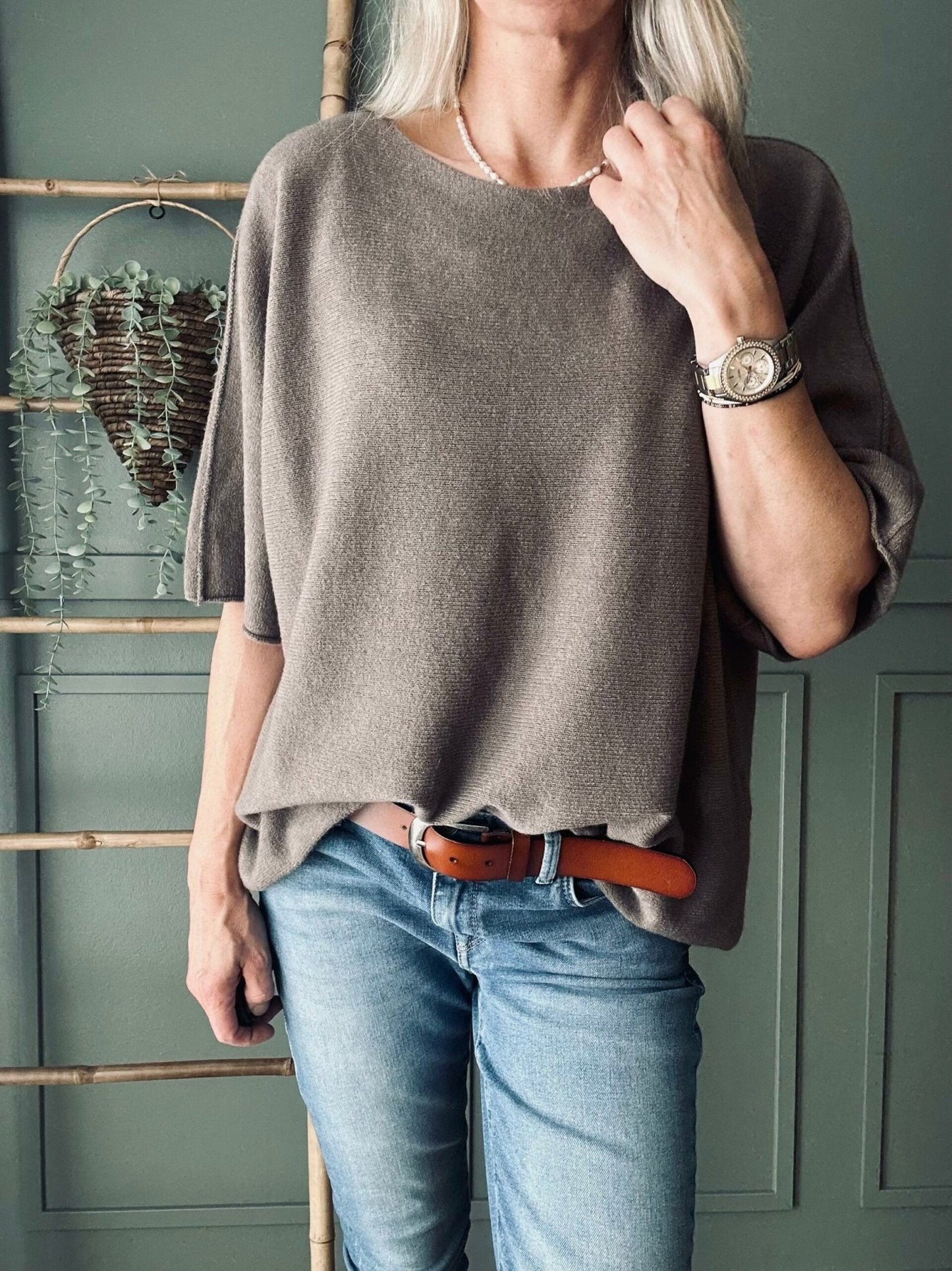 Bluse Sia Taupe – Oversize - VIAMAJA.DK