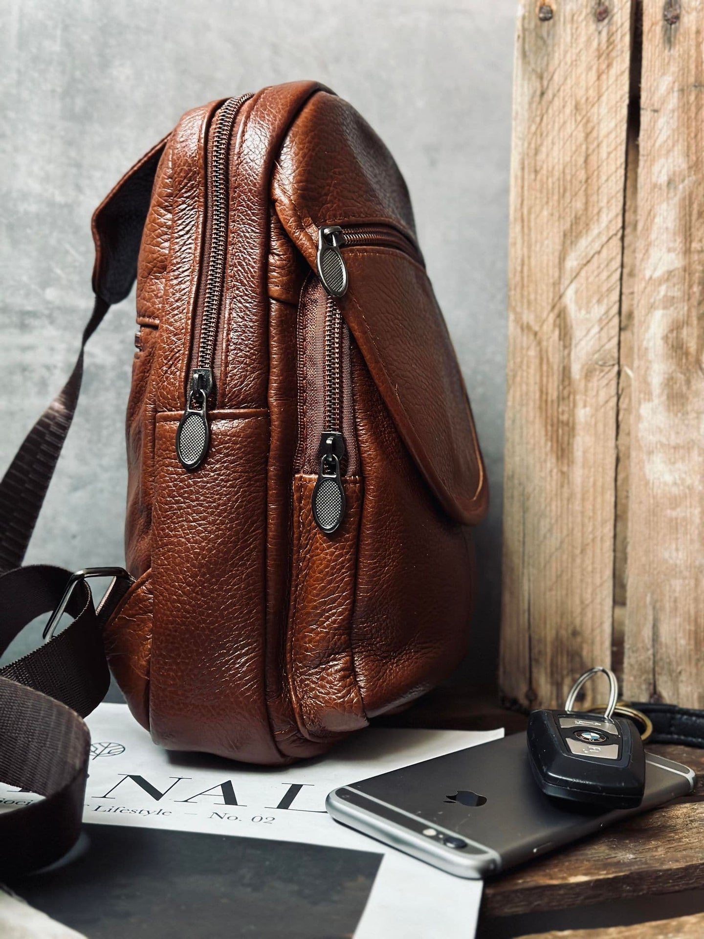 Bodybag Brown leather - VIAMAJA.DK