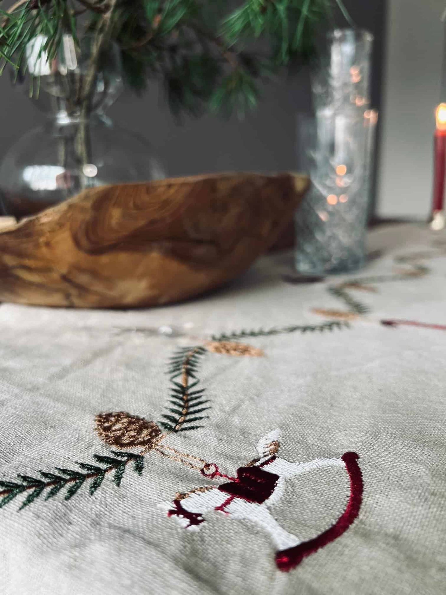 Bordløber Jul - Hør 35x160cm - VIAMAJA.DK