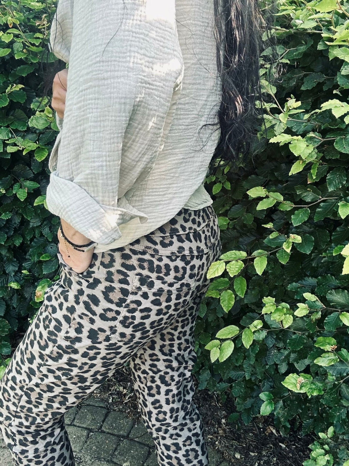 Bukser Leopard med stretch - Taupe - VIAMAJA.DK