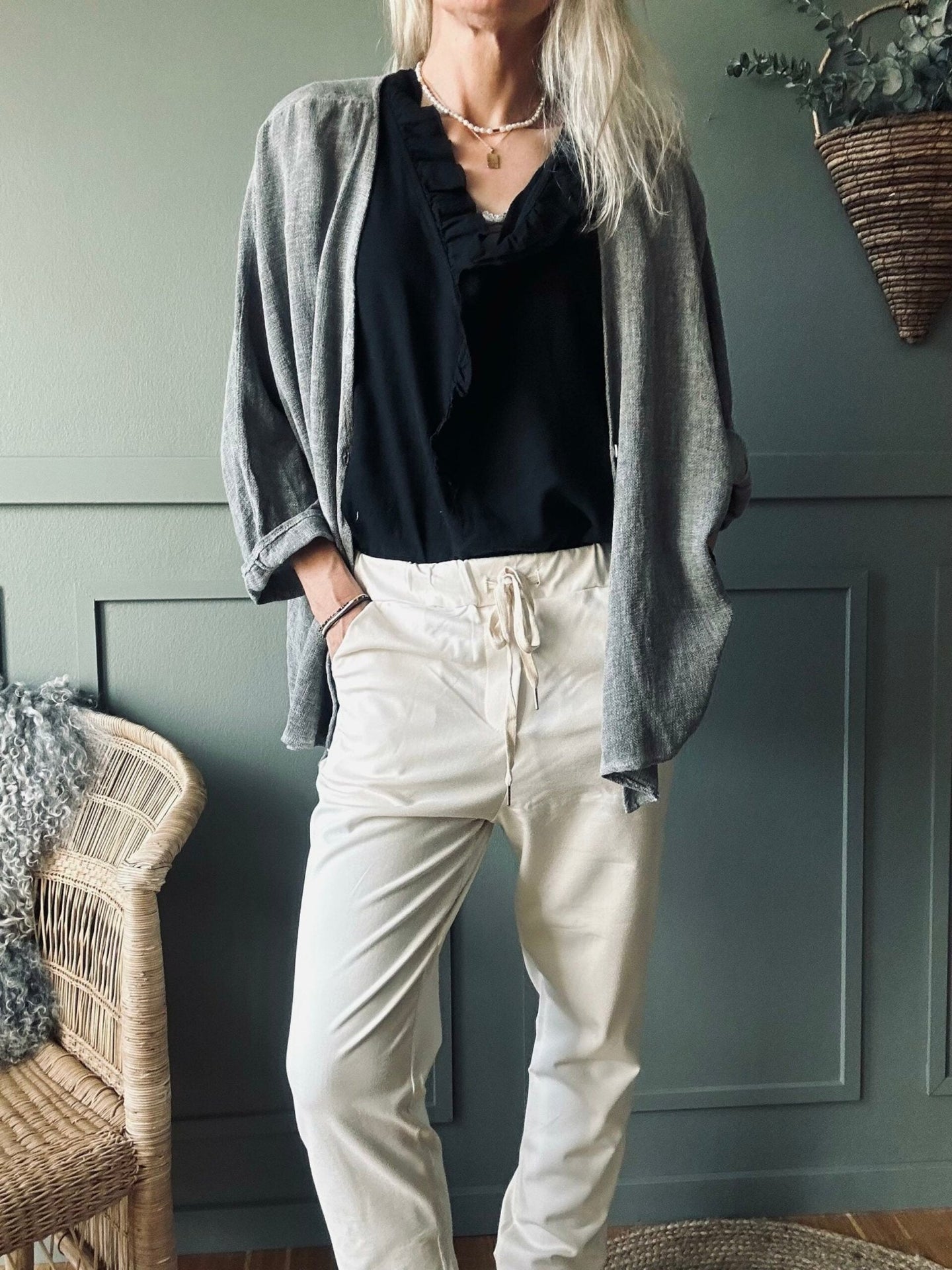 Bukser Luna Lys beige - VIAMAJA.DK