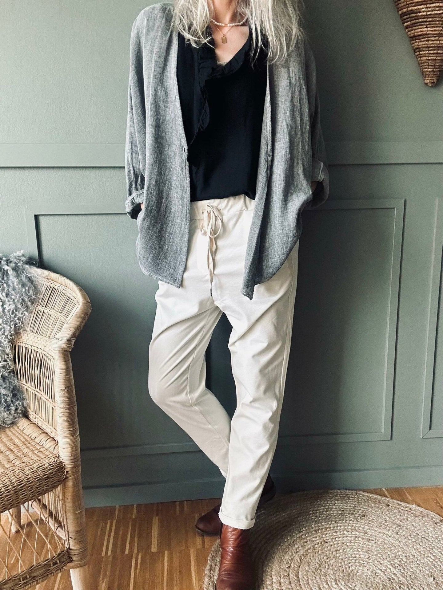 Bukser Luna Lys beige - VIAMAJA.DK