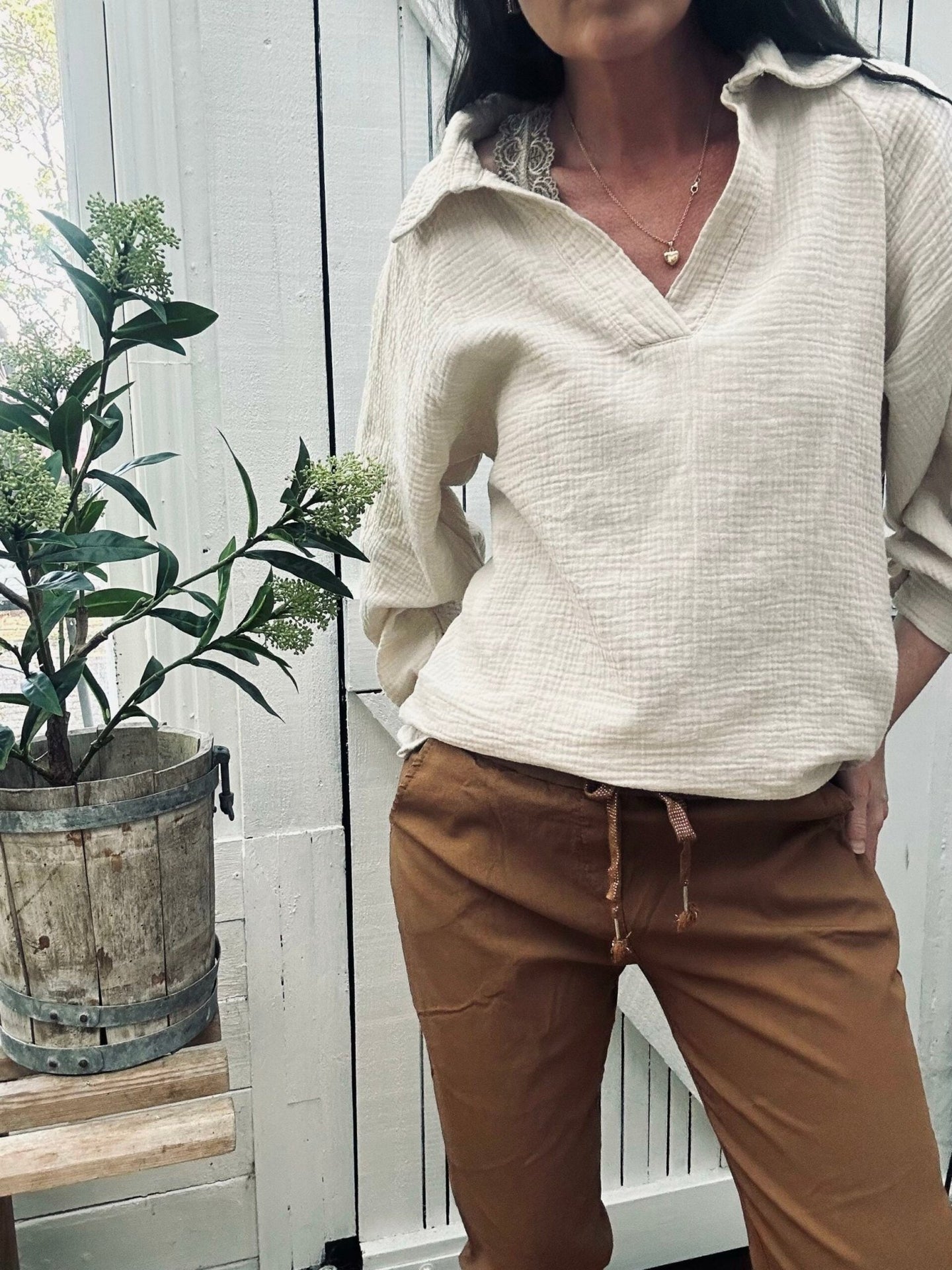 Bukser m. stretch - Camel plus onesize 40 - 48 - VIAMAJA.DK