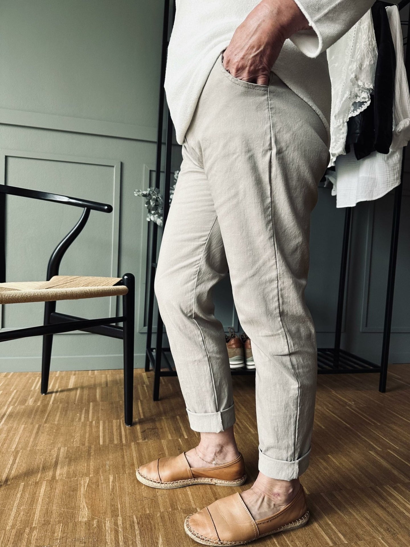 Bukser m. stretch – Kaki plus onesize 40 - 48 - VIAMAJA.DK