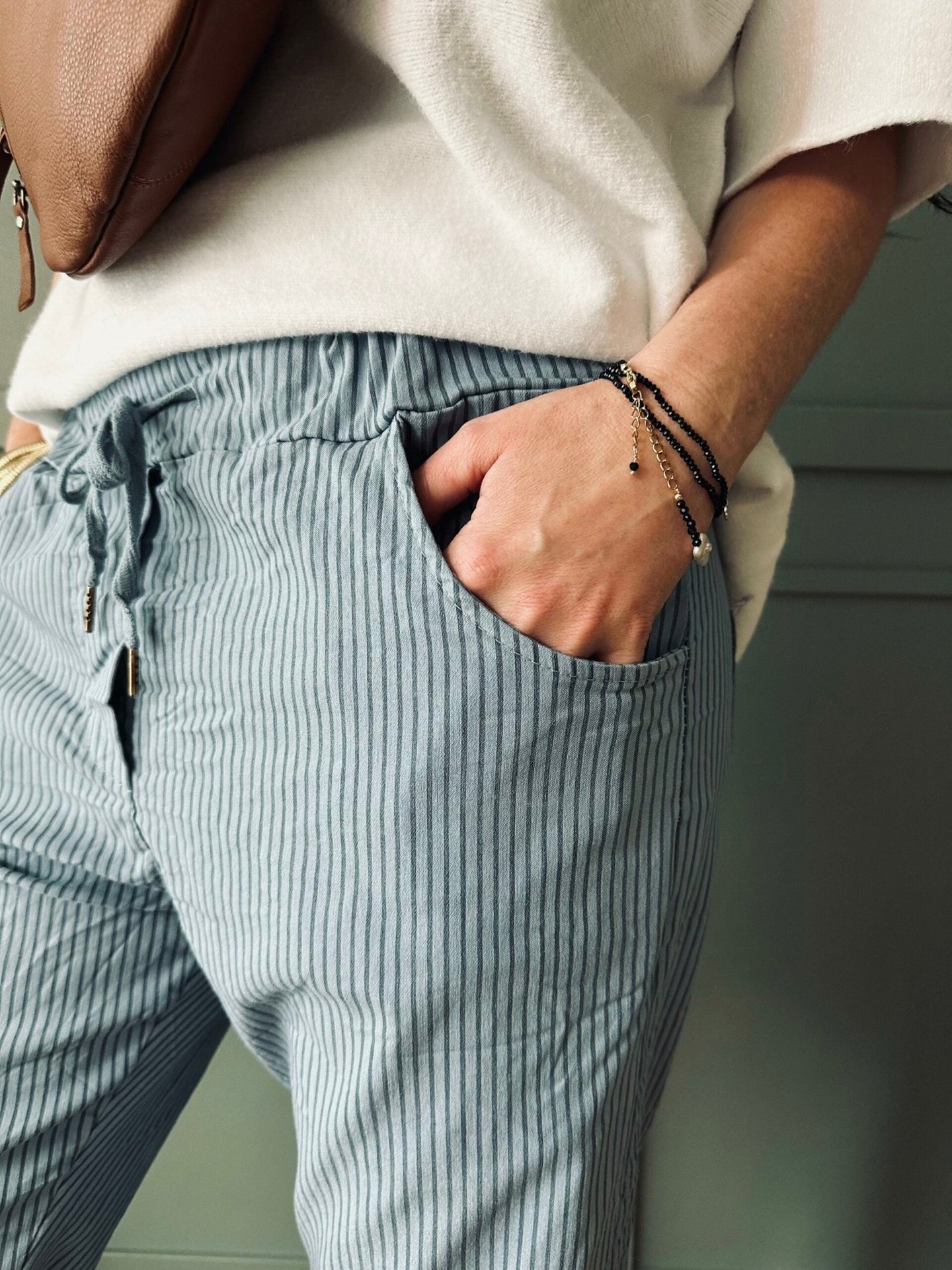 Bukser soft jeans med strib - VIAMAJA.DK