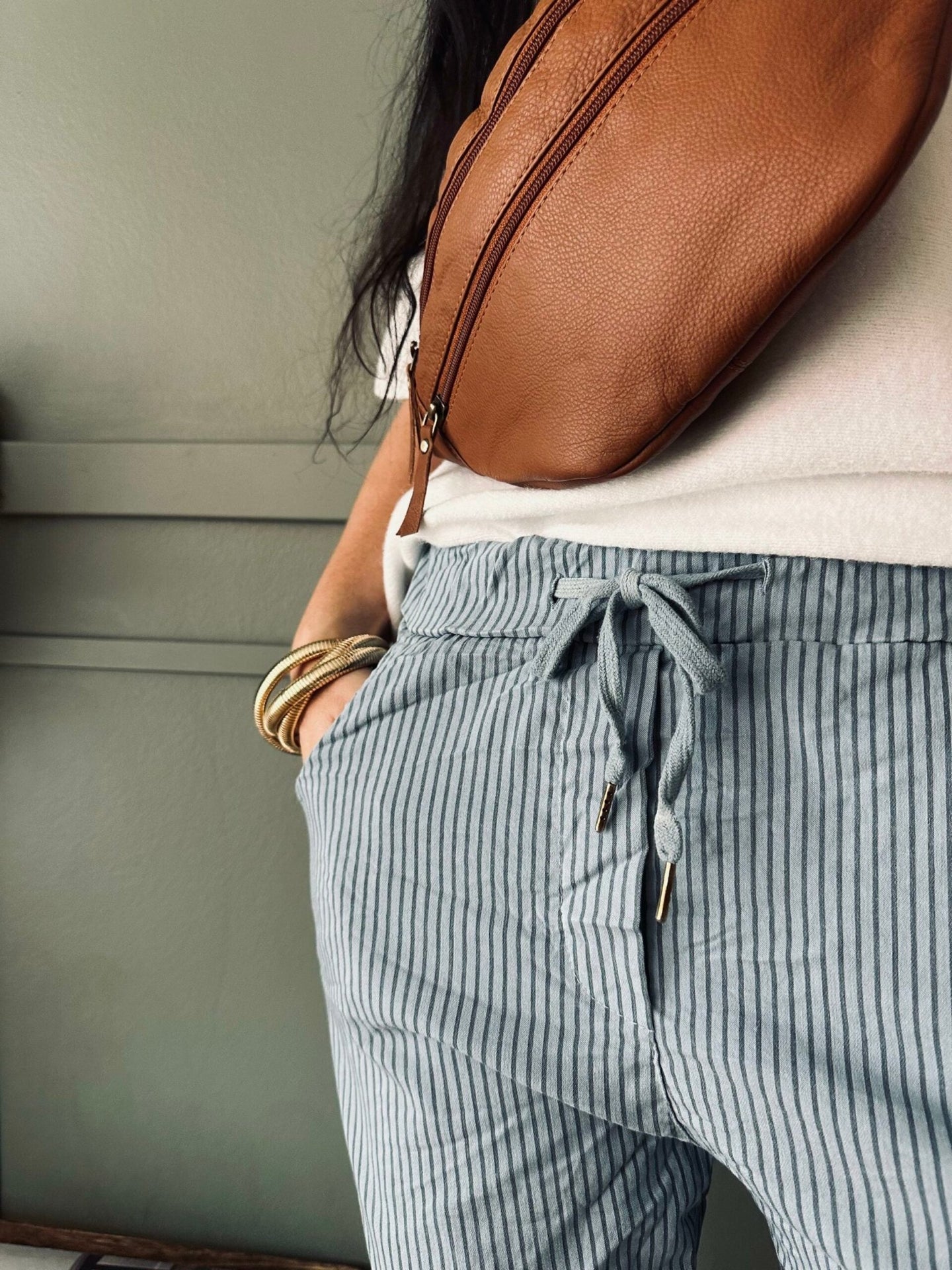 Bukser soft jeans med strib - VIAMAJA.DK