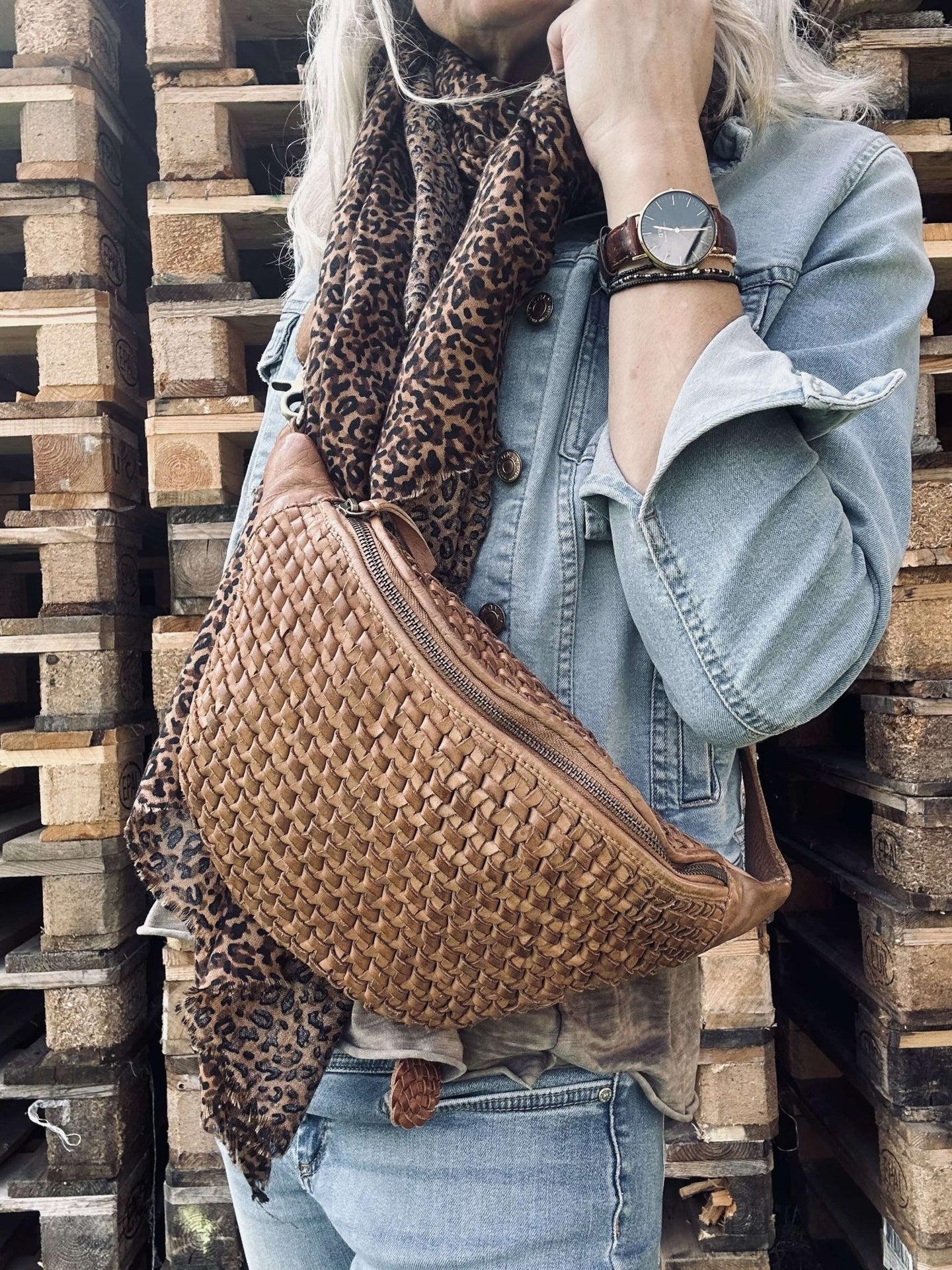 Bumbag flettet læder - Nature - VIAMAJA.DK