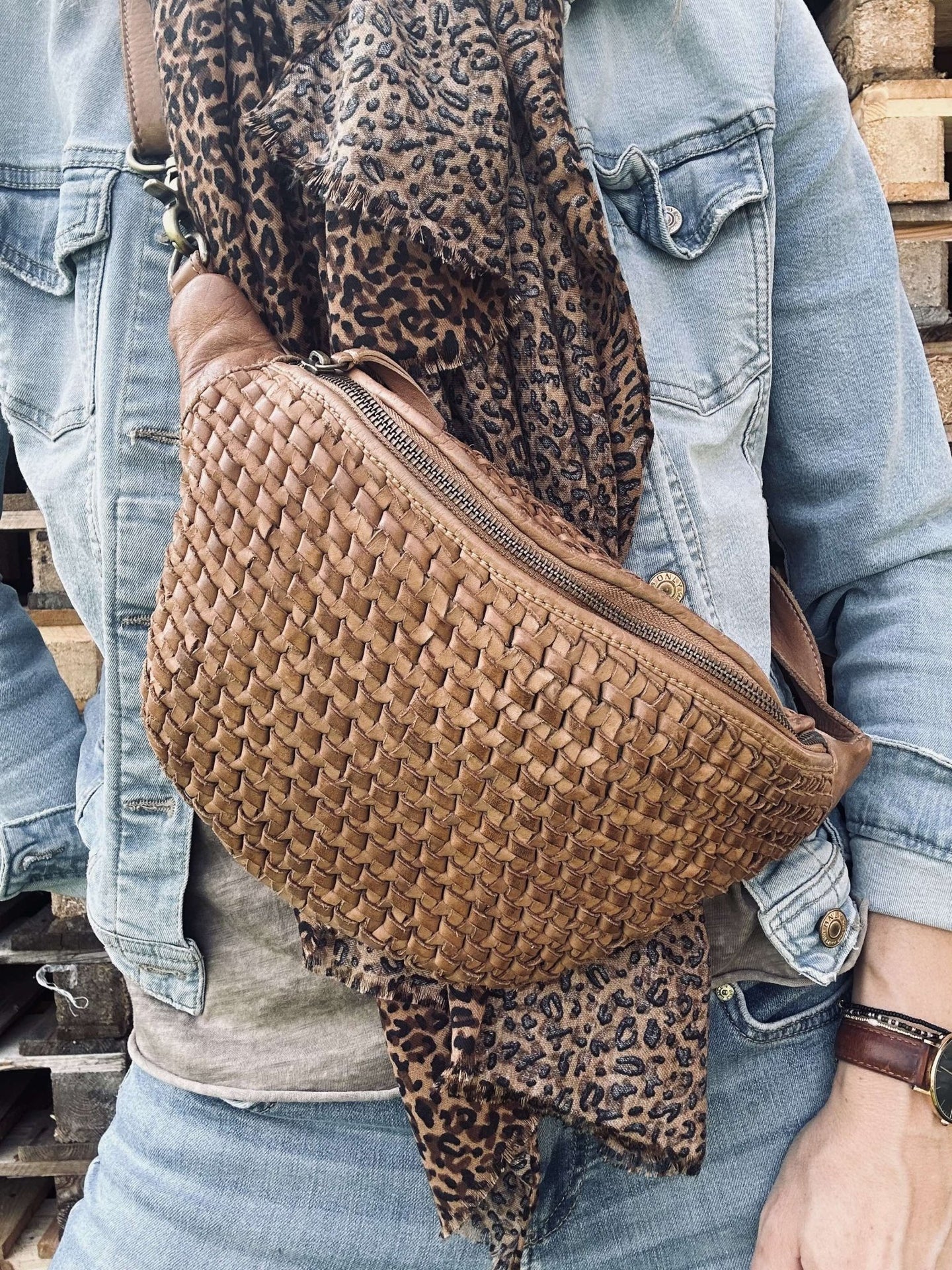 Bumbag flettet læder - Nature - VIAMAJA.DK